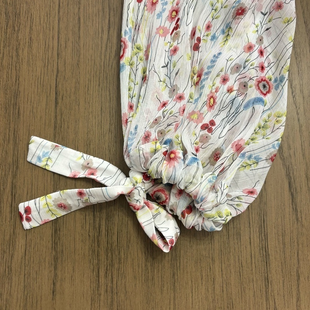Alexis One Shoulder Floral Pleated Mini Dress Cream White XS Asymmetrical Ruffle - Picture 6 of 8